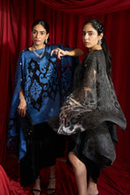 Load image into Gallery viewer, Slip Easy Dress With Organza Cape - Blue and Black