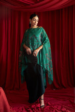 Load image into Gallery viewer, Slip Easy Dress With Organza Cape - Emerald Green