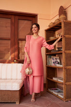 Load image into Gallery viewer, Kiara Kurta with Culottes Pants and Organza Dupatta - Peach