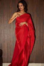 Load image into Gallery viewer, Scintillating Sewed Pleated Saree With Tube Blouse- Red