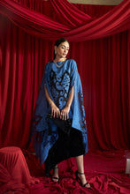 Load image into Gallery viewer, Slip Easy Dress With Organza Cape - Blue and Black