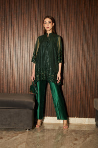 Sarah Sequins Fragrant Tunic Set- Emerald Green
