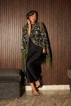 Load image into Gallery viewer, Slip Easy Dress with Floral Fringe Cape- Olive