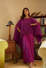 Load image into Gallery viewer, Divine Cape with Mirror Work Flared Pants - Hibiscus