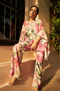 Floral Fantasy Kaftan Shirt Top - Pink Magic