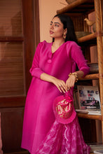 Load image into Gallery viewer, Elegant Pleated &amp; Brocade Tunic Set with Dupatta and Potli- Magenta