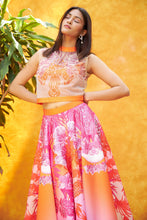 Load image into Gallery viewer, Digital Printed Ghagra with Embellished Blouse - Pink Orange