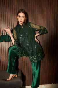 Sarah Sequins Fragrant Tunic Set- Emerald Green