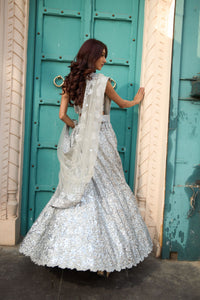 Saira Sequined Symphony Ghaghra And Chunni - Silver