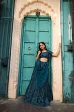 Load image into Gallery viewer, Saira Sequined Symphony Ghaghra And Chunni - Teal