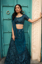 Load image into Gallery viewer, Saira Sequined Symphony Ghaghra And Chunni - Teal