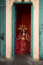 Load image into Gallery viewer, Saira Sequined Symphony Ghaghra And Chunni - Red