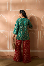 Load image into Gallery viewer, Banarasi Begum Tunic Set - Green and Red