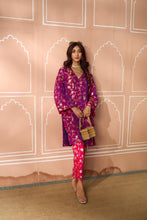 Load image into Gallery viewer, Banarasi Begum Tunic Set - Purple and Pink