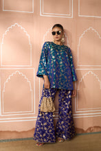 Load image into Gallery viewer, Banarasi Begum Tunic Set - Blue and Purple