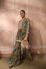 Load image into Gallery viewer, Elizey Paisley Embroidered Sharara Set - Emerald Green