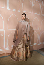 Load image into Gallery viewer, Banarasi Begum Ghaghra with Divine Cape - Ivory &amp; Rose