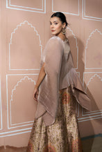 Load image into Gallery viewer, Banarasi Begum Ghaghra with Divine Cape - Ivory &amp; Rose