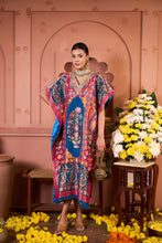 Load image into Gallery viewer, Banarasi Begum Embroidered Kaftan with Pant - Blue