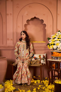 Elizey Paisley Embroidered Sharara Set - Ivory