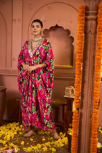 Load image into Gallery viewer, Rose Embroidered Kaftan - Fuschia and Black