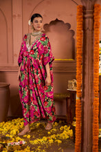 Load image into Gallery viewer, Rose Embroidered Kaftan - Fuschia and Black