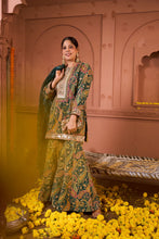 Load image into Gallery viewer, Elizey Paisley Embroidered Sharara Set - Green