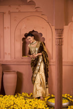 Load image into Gallery viewer, Embroidered Blouses with Brocade Pants and Velvet Palla - Gold