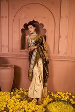 Load image into Gallery viewer, Embroidered Blouses with Brocade Pants and Velvet Palla - Gold