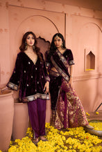 Load image into Gallery viewer, Velvet Blouses with Brocade Pants and Velvet Palla - Purple