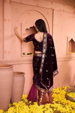 Load image into Gallery viewer, Velvet Blouses with Brocade Pants and Velvet Palla - Purple