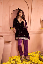 Load image into Gallery viewer, Velvet Tunic Set with Plain Pants - Purple