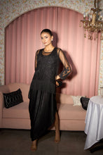 Load image into Gallery viewer, Slip Easy Dress With Embroidered Fringe Cape - Black