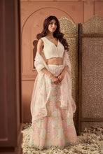 Load image into Gallery viewer, Saira Floral Embroidered Ghaghra with Pearl Blouse And Chunni - Pastels