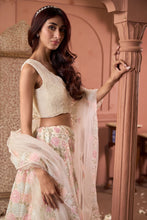 Load image into Gallery viewer, Saira Floral Embroidered Ghaghra with Pearl Blouse And Chunni - Pastels