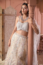 Load image into Gallery viewer, Saira Embroidered Ghaghra with Pearl Blouse And Chunni - Pastels