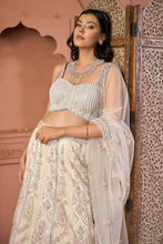 Load image into Gallery viewer, Saira Embroidered Ghaghra with Pearl Blouse And Chunni - Pastels