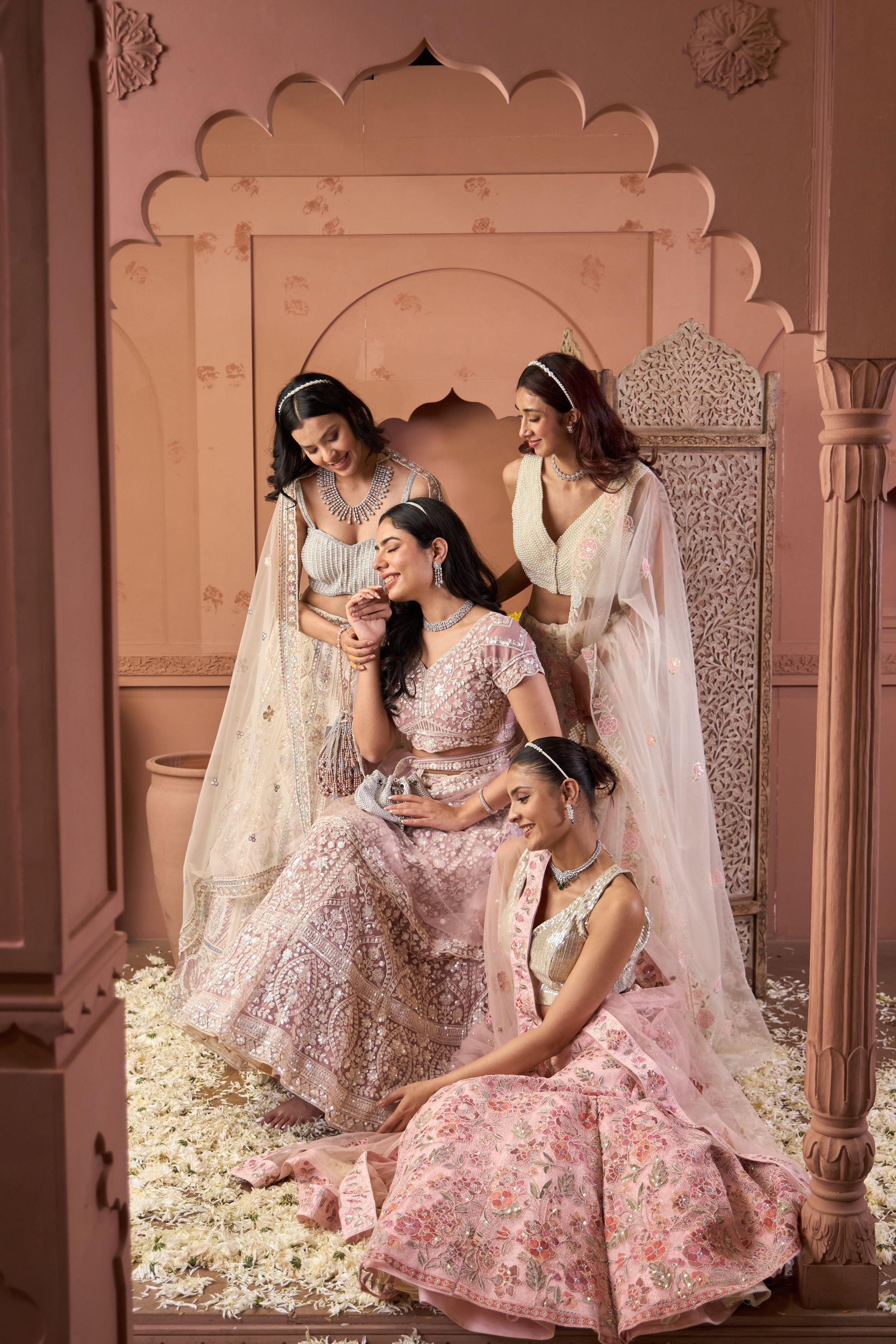 Aaina Adaa Net Ghaghra And Chunni - Ivory &amp; Rose