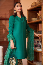 Load image into Gallery viewer, Elegant Pleated &amp; Brocade Tunic Set with Dupatta and Potli- Green