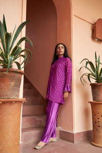 Myra Mirror Work Fragrant Tunic Set - Hibiscus