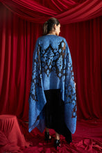 Load image into Gallery viewer, Slip Easy Dress With Organza Cape - Blue and Black