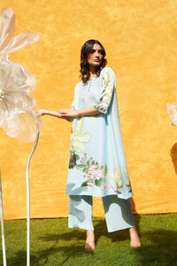 Fayola Floral Potli Tunic Set - Powder Blue