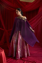 Load image into Gallery viewer, Divine Embroidered Cape with Brocade Ghagra - Hibiscus