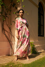 Load image into Gallery viewer, Floral Fantasy Cinched-in Kaftan Dress - Pink Magic