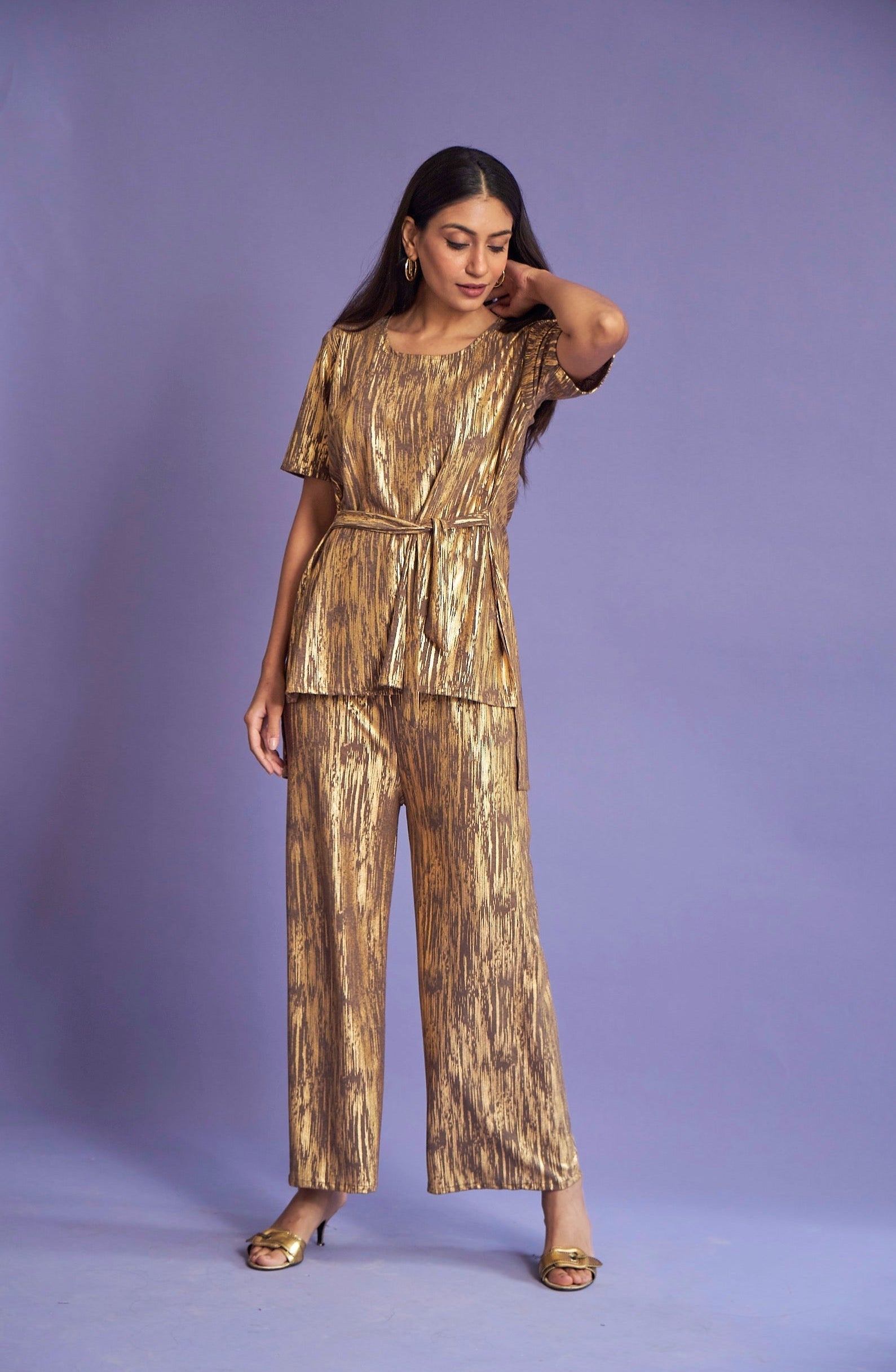 Signature Pleated Co-ord Set - Gold