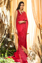 Load image into Gallery viewer, Classy Pleated Gown Saree - Chilli Red