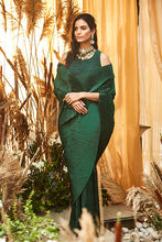 Load image into Gallery viewer, Classy Pleated Gown Saree - Emerald Green