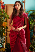 Load image into Gallery viewer, Classy Pleated Gown Saree - Magenta