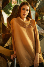 Load image into Gallery viewer, Turtle Neck Pearl Top - Beige