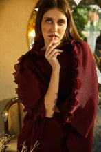 Load image into Gallery viewer, Rebecca Ruffle Sleeve Cape Top - Carmine Maroon